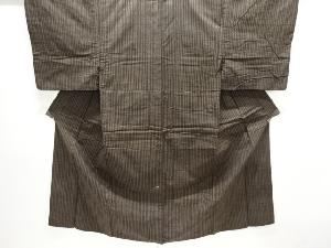 アンティーク　泥染　縞模様織り出し手織り紬男物着物